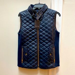 Fate Quilted Navy Vest - Small